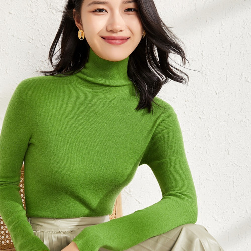 精紡細支100純羊毛高領針織打底衫女緊身顯瘦薄毛衣內搭氣質通勤