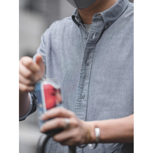 馬登工裝復古磨毛長袖薄襯衫牛津紡純棉休閒外穿襯衣打底衫男春