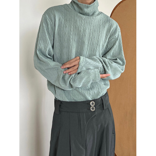 14GSL秋冬高級感復古高領針織衫慵懶長袖百搭套頭打底衫