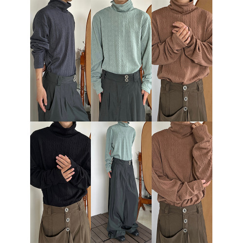 14GSL秋冬高級感復古高領針織衫慵懶長袖百搭套頭打底衫