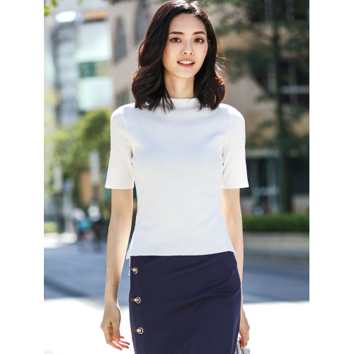 天絲環保涼感面料 法式小衆黑色短袖針織衫女夏季半袖冰絲打底衫