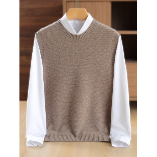 秋冬新款羊絨衫圓領純色男套頭針織打底衫馬甲外穿寬松韓版羊毛衫