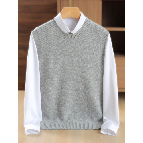 秋冬新款羊絨衫圓領純色男套頭針織打底衫馬甲外穿寬松韓版羊毛衫