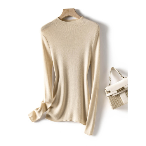 希區向簡約氛圍感基礎針織衫半高領內搭打底衫套頭針織上衣早春女