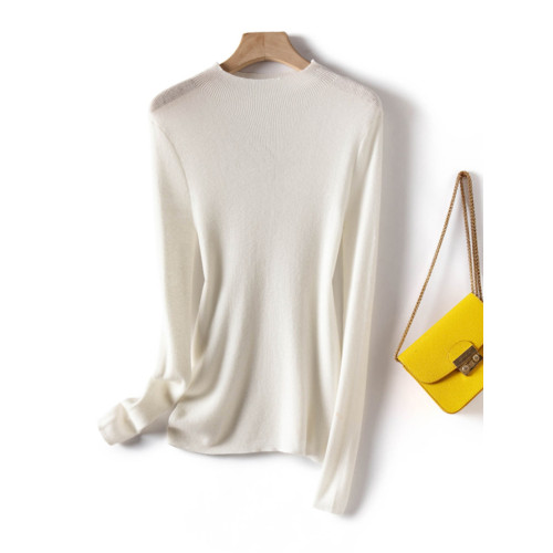 希區向簡約氛圍感基礎針織衫半高領內搭打底衫套頭針織上衣早春女