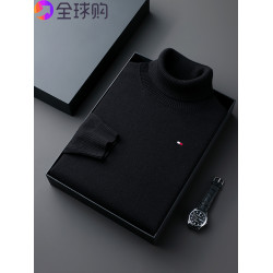 湯米希凱利男士高領針織毛衣秋冬季新款時尚寬松100%純羊毛打底衫