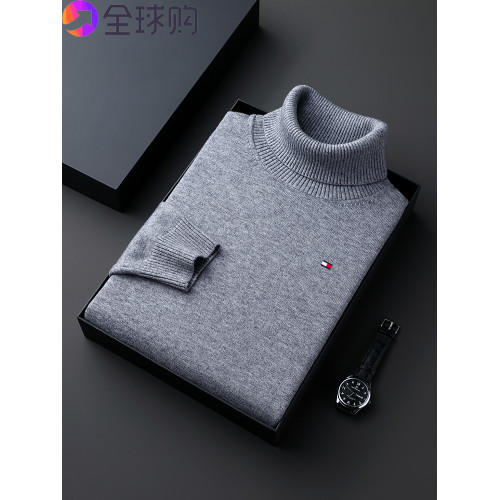 湯米希凱利男士高領針織毛衣秋冬季新款時尚寬松100%純羊毛打底衫