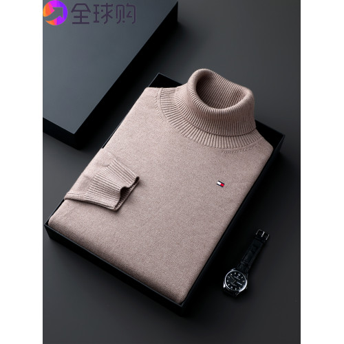 湯米希凱利男士高領針織毛衣秋冬季新款時尚寬松100%純羊毛打底衫