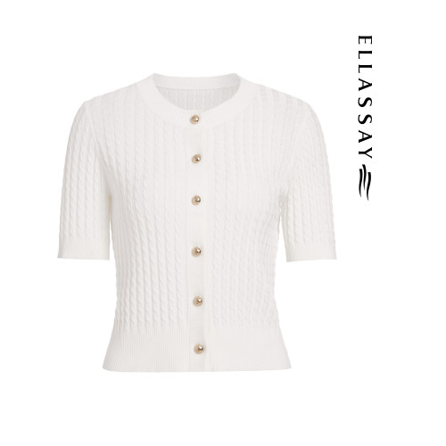 ELLASSAY歌力思春夏新款棉感莫代爾白色打底衫內搭上衣針織衫女