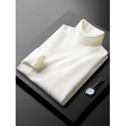 2025新款簡約高領毛衣男冬季內搭冬季加厚保暖白色針織打底衫男潮