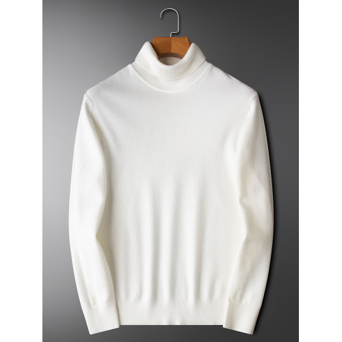 2025新款簡約高領毛衣男冬季內搭冬季加厚保暖白色針織打底衫男潮
