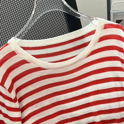 【旅行藝術】100萊賽爾天絲春夏新款休閒長袖條紋針織衫女打底衫