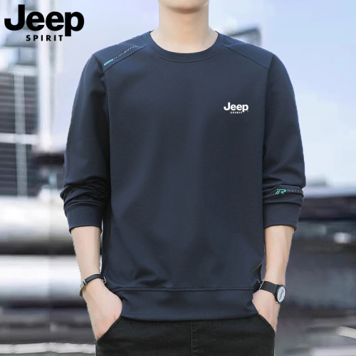JEEP吉普純棉衛衣男士2025新款長袖百搭圓領春秋季大碼寬松打底衫