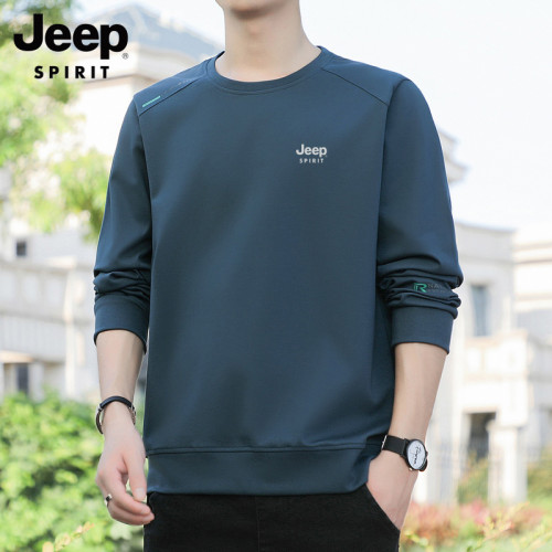 JEEP吉普純棉衛衣男士2025新款長袖百搭圓領春秋季大碼寬松打底衫