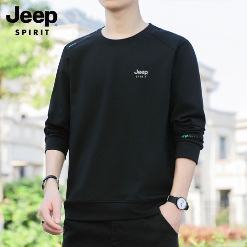 JEEP吉普純棉衛衣男士2025新款長袖百搭圓領春秋季大碼寬松打底衫