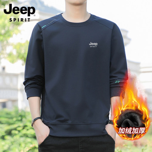 JEEP吉普純棉衛衣男士2025新款長袖百搭圓領春秋季大碼寬松打底衫