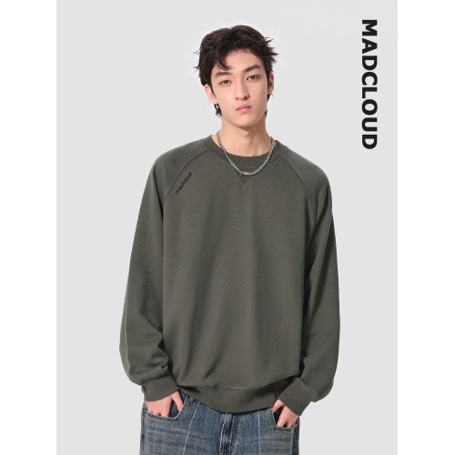 Madcloud|Cotram-pro™長絨棉系列美式套頭打底衫純色圓領衛衣男