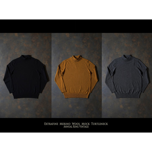 AnnualRing年輪復古美利奴羊毛衣半高領針織衫機洗百搭純色打底衫