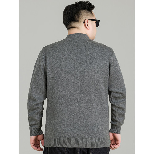 胖子寬松半高領加絨加厚毛衣打底衫冬季加大碼男士純棉保暖針織衫