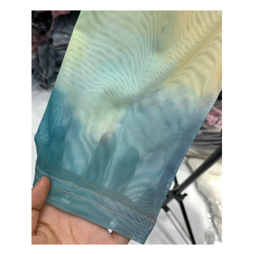 廣州十三行爆款推薦~漸變彩色打底衫女夏季紥染網紗防曬罩衫上衣