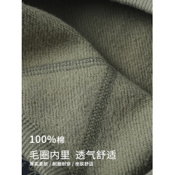 春季420克重磅純棉美式復古機車印花衛衣男圓領加絨加厚打底衫潮