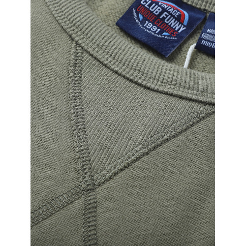 春季420克重磅純棉美式復古機車印花衛衣男圓領加絨加厚打底衫潮