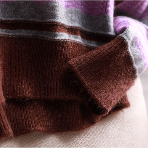 【MS系列】百搭長袖毛衣韓版條紋拼接寬松針織打底衫外穿 111