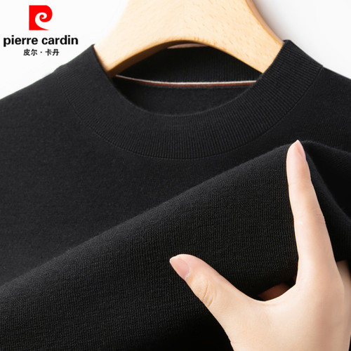 皮爾卡丹2025春秋新款高檔羊毛衫男薄款半高領純色毛衣針織打底衫