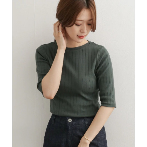 日單 2025春季新品圓領修身高彈力針織打底衫  五分袖 UR DOORS