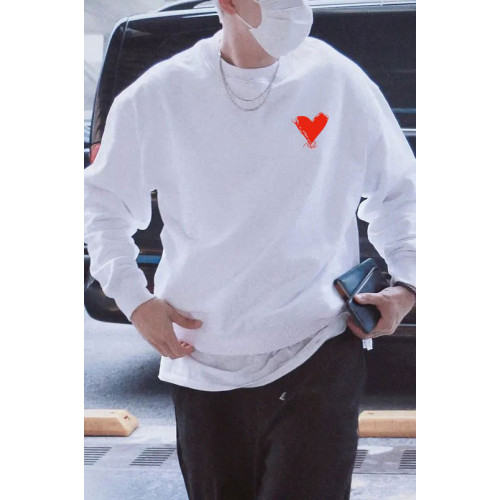 倉石一樹春秋冬季愛心圓領衛衣男2025新款純棉寬松加絨打底衫潮牌