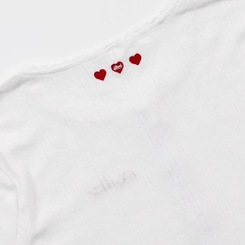 badblood圓領針織開衫女辣妹純欲蕾絲吊帶愛心刺綉長袖打底衫