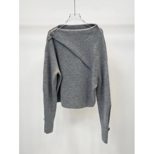 店艾諾絲羊毛針織衫打底衫女冬季2023年新品圓領設計感灰色毛衣