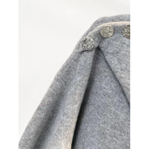 店艾諾絲羊毛針織衫打底衫女冬季2023年新品圓領設計感灰色毛衣