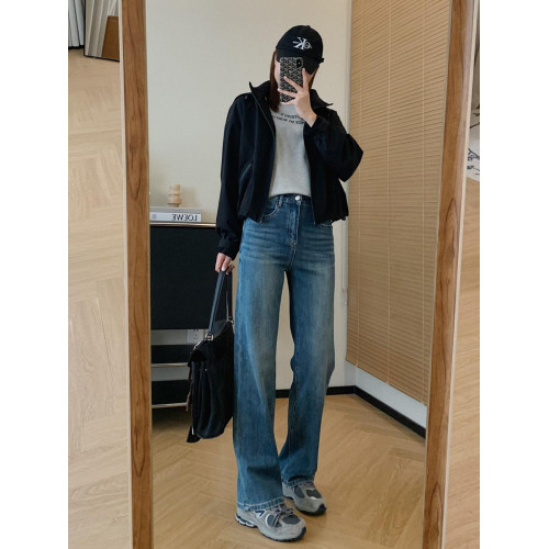 春秋自製四面彈！夏天絲薄窄版直筒女牛仔褲顯瘦顯高垂感百搭長褲