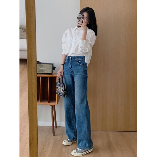 春秋自製四面彈！夏天絲薄窄版直筒女牛仔褲顯瘦顯高垂感百搭長褲