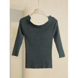 【一系列】2024秋設計感百搭甜美緊身顯瘦針織打底衫品牌折釦女裝