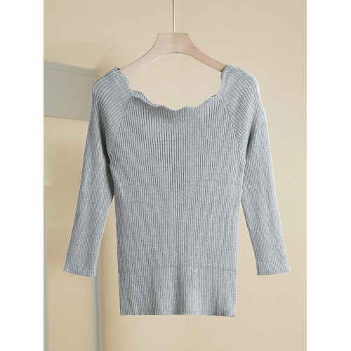 【一系列】2024秋設計感百搭甜美緊身顯瘦針織打底衫品牌折釦女裝