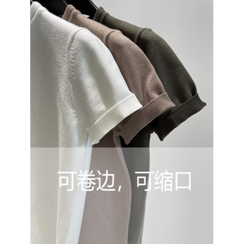 MUSONMU男士輕奢短袖針織衫夏季半袖毛衣燙鑽H家戰馬毛線打底衫潮