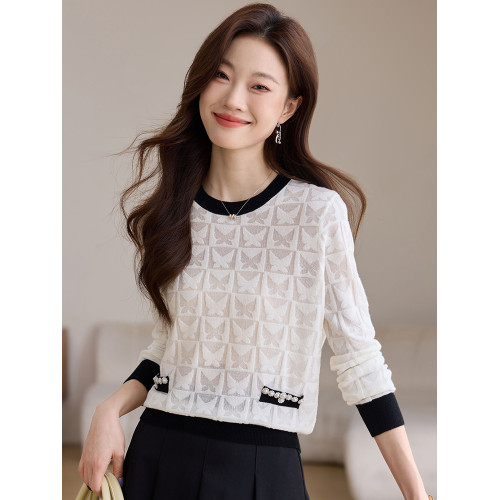 早秋裝小香風針織打底衫女春秋內搭薄款時尚洋氣單穿上衣2025新款