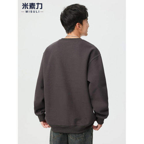 400克重磅休閒百搭純色衛衣男2025新款上衣打底衫美式加絨外套潮