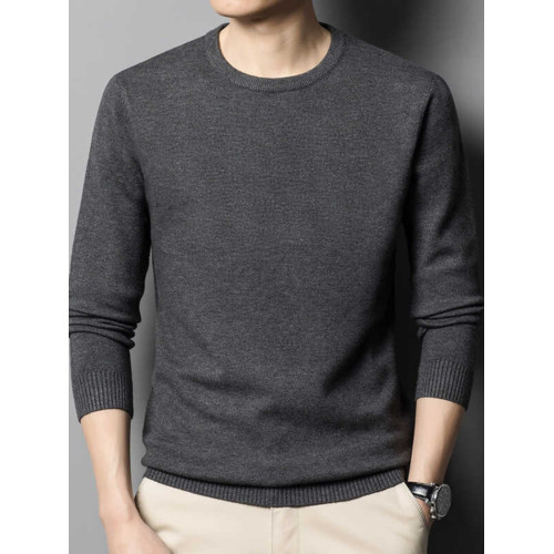 羅矇毛衣男秋冬季2025新款圓領時尚爸爸裝商務保暖內搭打底衫