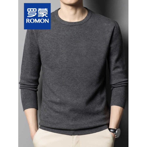 羅矇毛衣男秋冬季2025新款圓領時尚爸爸裝商務保暖內搭打底衫