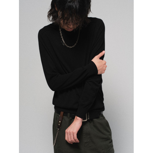 HUNTINGOLD高級山羊毛針織秋冬保暖長袖黑白灰純色打底衫1533