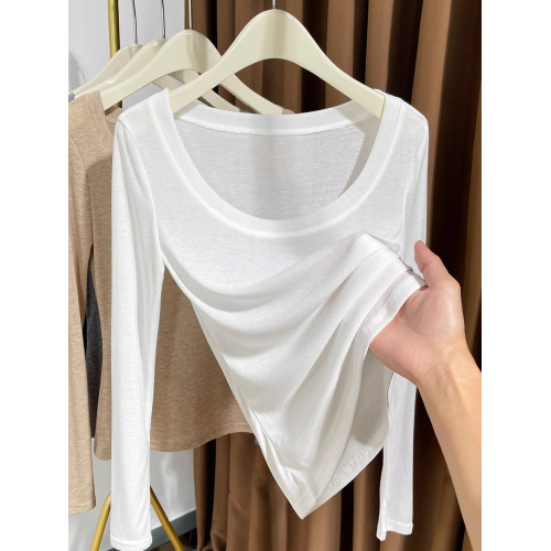 大領口薄款打底衫女2025新款低胸性感洋氣緊身針織內搭小衫秋上衣