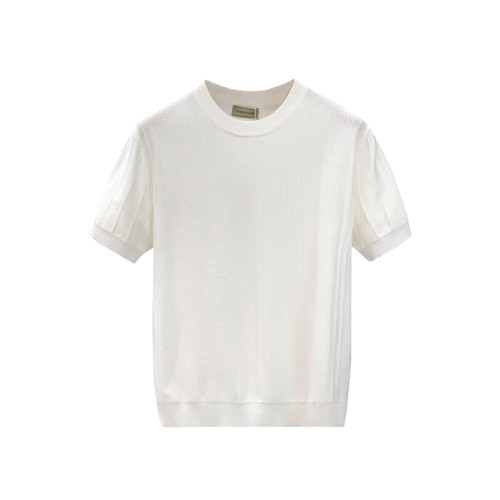 MUSONMU白色提花短袖毛衣男款夏季薄款打底衫男士潮牌半袖針織衫