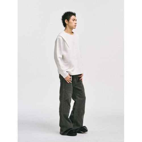 CATSSTAC太空棉活頁重磅長袖男2024秋cleanfit寬松簡約設計打底衫