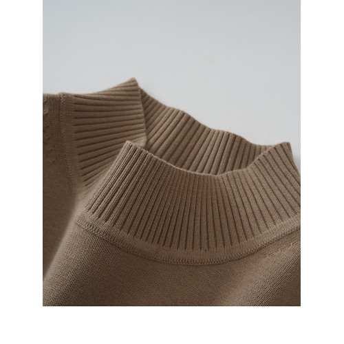 男裝半高領 100%全棉 純棉毛衣男士薄款打底衫秋冬針織衫線衣寬松