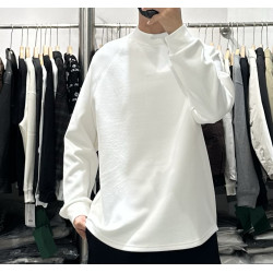 圓弧下擺親膚雙面德絨半高領衛衣男秋冬韓版簡約保暖寬松打底衫潮