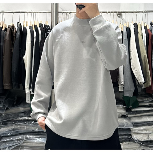 圓弧下擺親膚雙面德絨半高領衛衣男秋冬韓版簡約保暖寬松打底衫潮