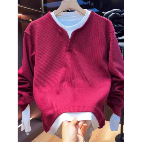 倉石一樹假兩件衛衣男春秋季新款純色V領寬松百搭休閒上衣打底衫 倉石一樹假兩件衛衣男春秋季新款純色V領寬松百搭休閒上衣打底衫